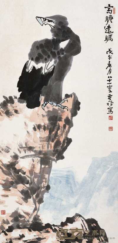 李苦禅 1948年作 高瞻远瞩 镜心 138×68cm